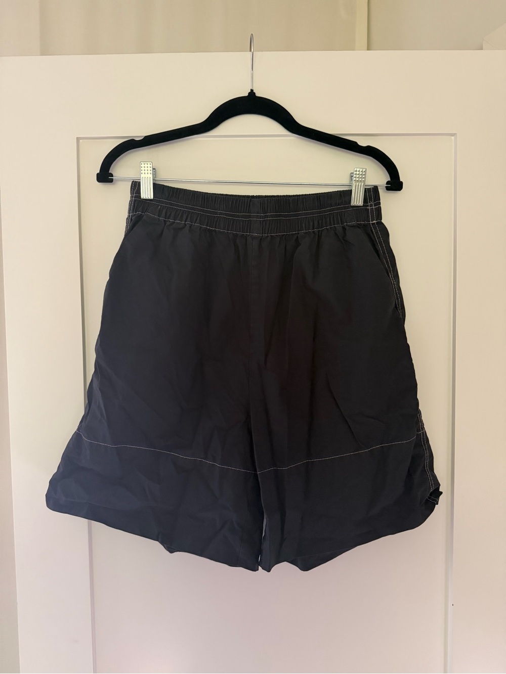 Women's Black Athletic Shorts with Elastic Waistband